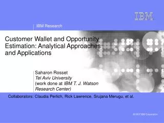 customer wallet and opportunity estimation analytical approaches and applications