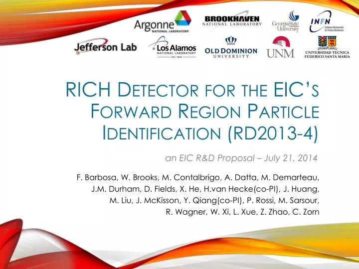 rich detector for the eic s forward region particle identification rd2013 4