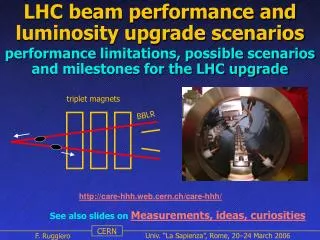 LHC beam performance and luminosity upgrade scenarios