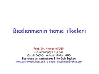 beslenmenin temel ilkeleri