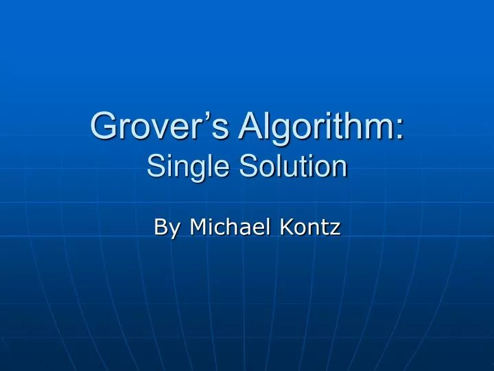 grover s algorithm single solution