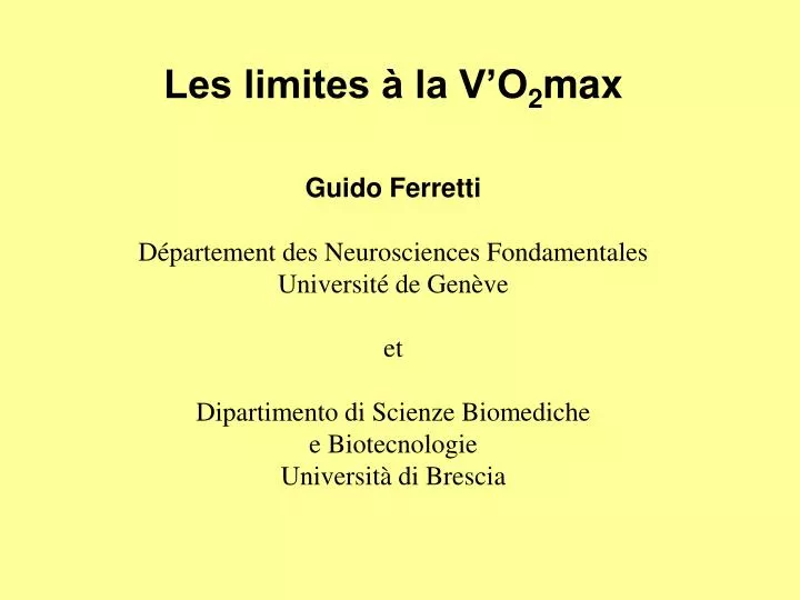 les limites la v o 2 max