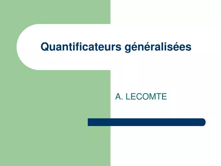 quantificateurs g n ralis es