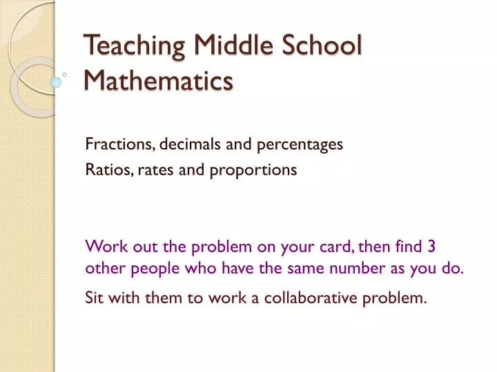 teaching middle school mathematics