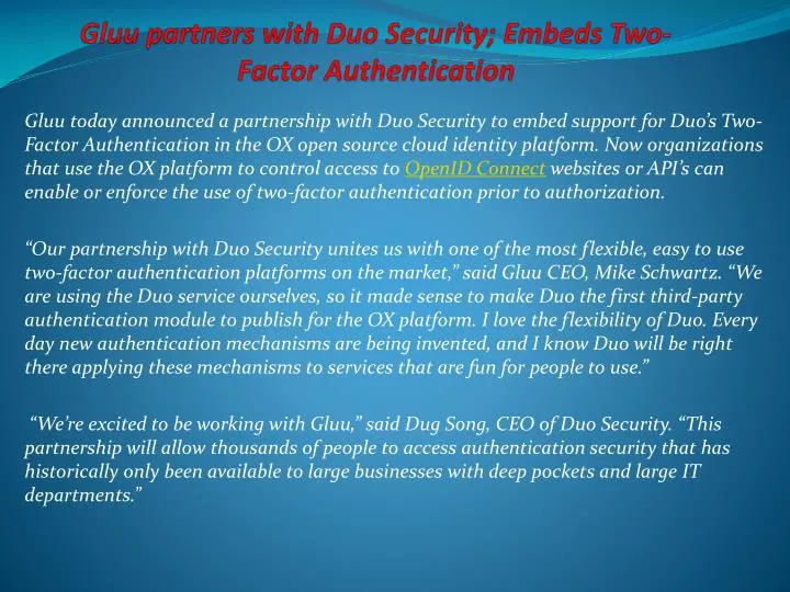 gluu partners with duo security embeds two factor authentication