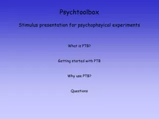 Psychtoolbox Stimulus presentation for psychophsyical experiments