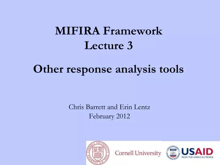 mifira framework lecture 3 other response analysis tools