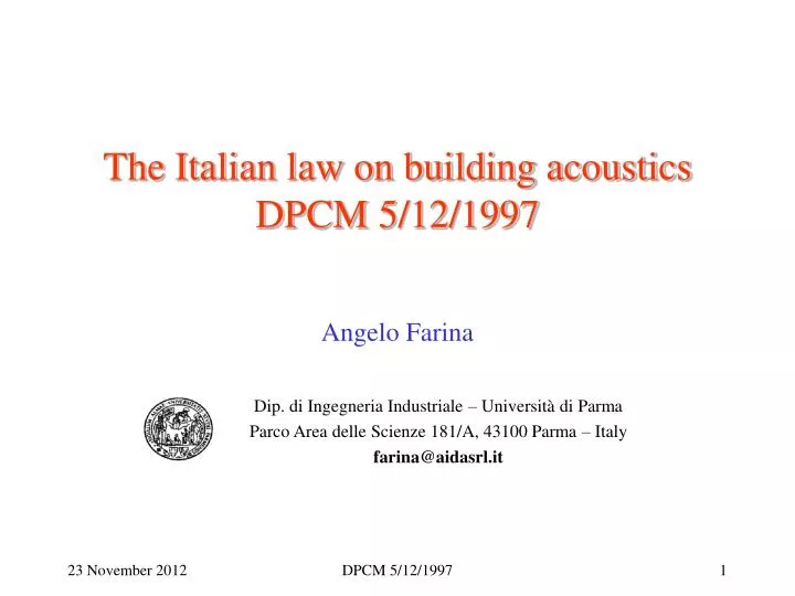 the italian law on building acoustics dpcm 5 12 1997
