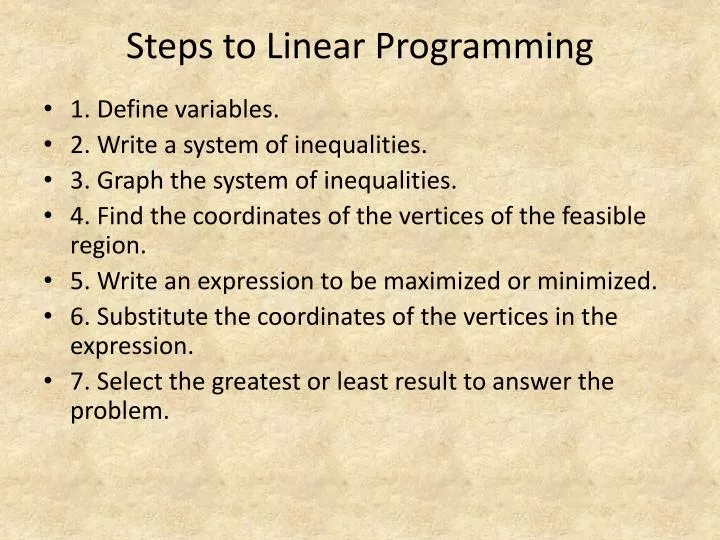 steps to linear programming