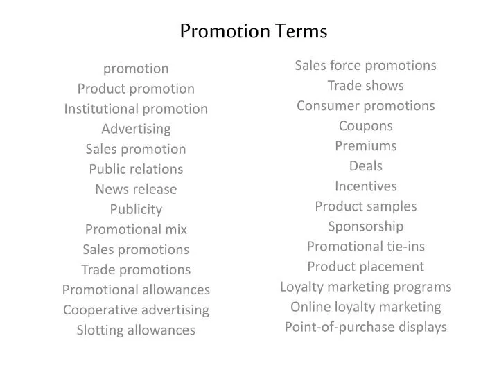 promotion terms