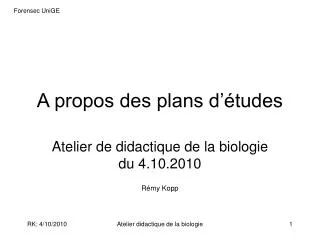 a propos des plans d tudes
