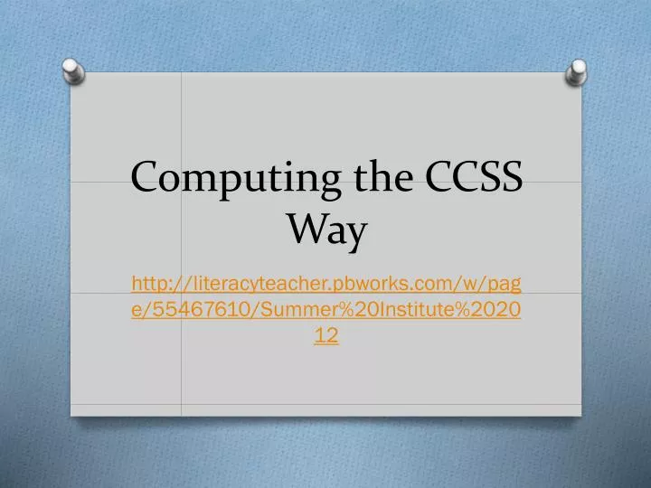 computing the ccss way