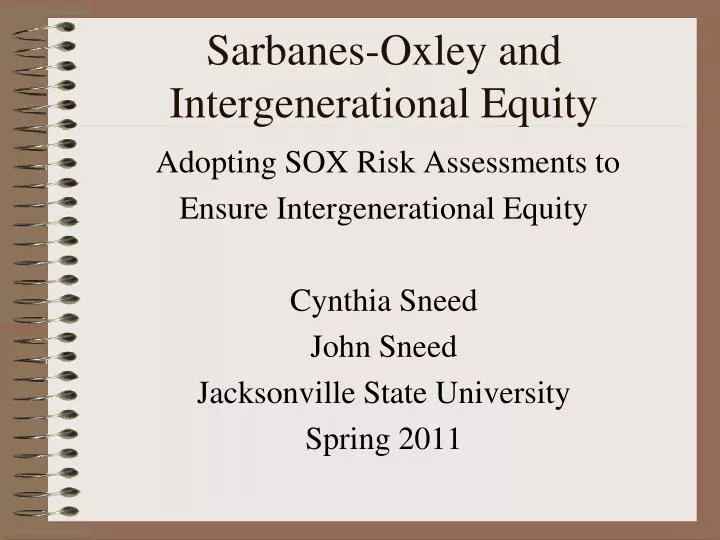 sarbanes oxley and intergenerational equity