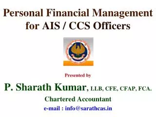 Personal Financial Management for AIS / CCS Officers