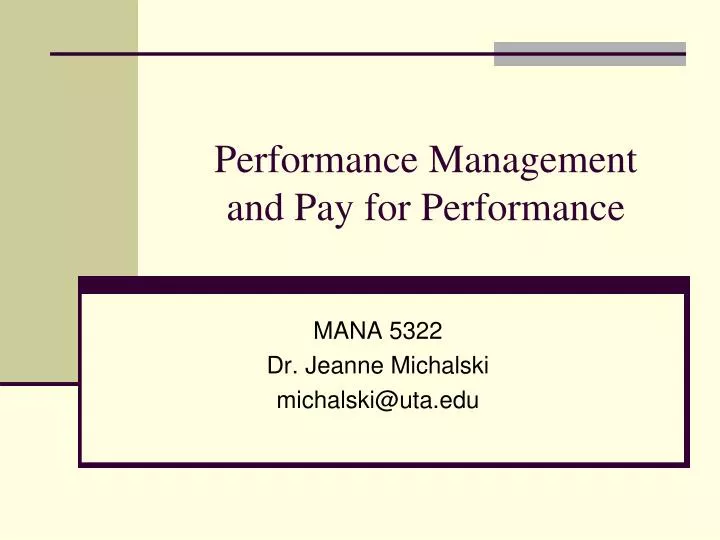 performance management and pay for performance