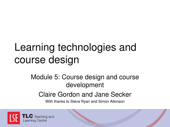 learning technologies and course design