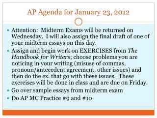 AP Agenda for January 23, 2012