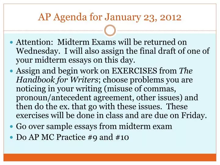ap agenda for january 23 2012