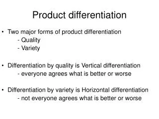 Product differentiation