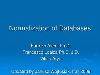 Normalization of Databases