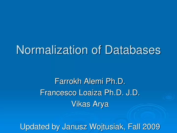 normalization of databases