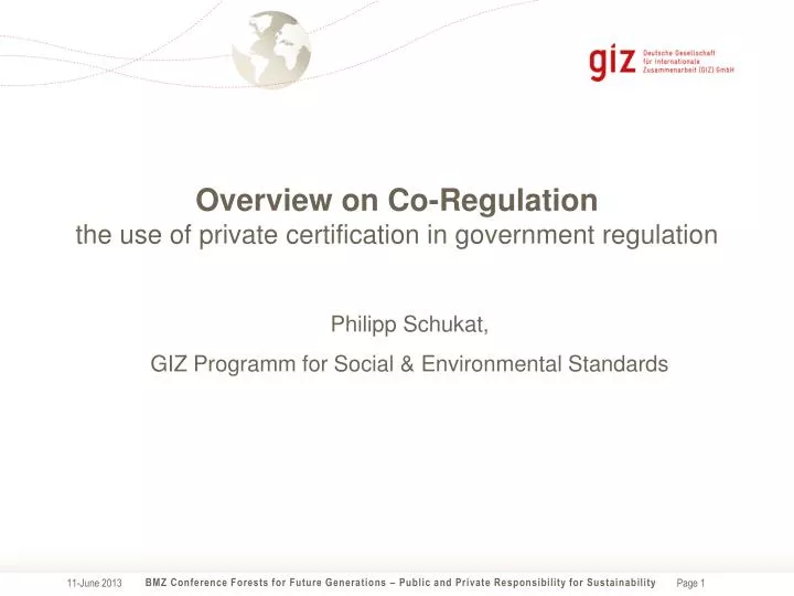 overview on co regulation the use of private certification in government regulation