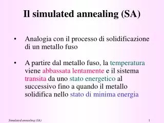 Il simulated annealing (SA)