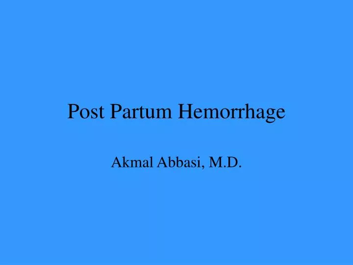 post partum hemorrhage