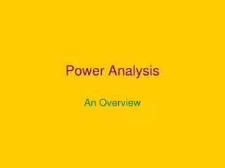 Power Analysis