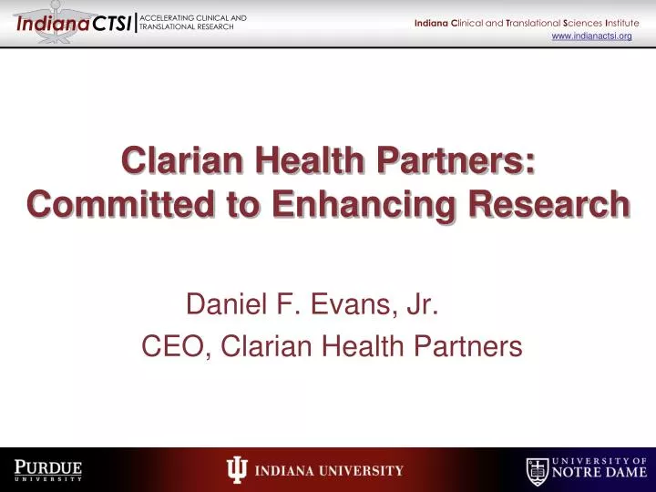 daniel f evans jr ceo clarian health partners