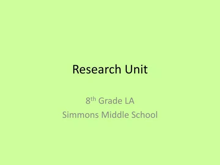 research unit