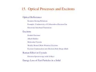 15. Optical Processes and Excitons
