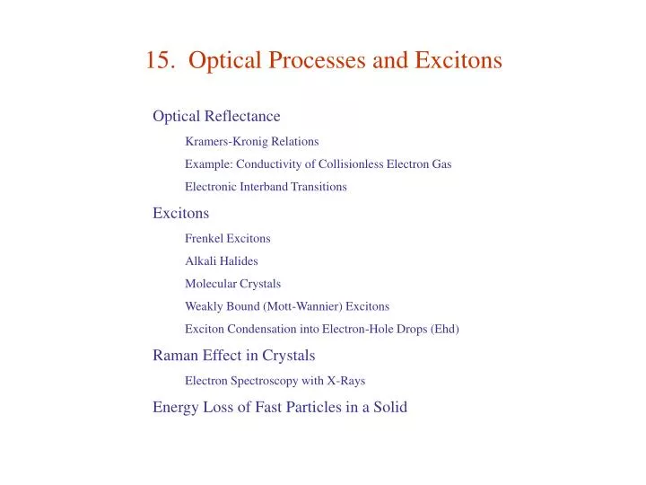 15 optical processes and excitons