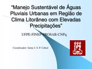 manejo sustent vel de guas pluviais urbanas em regi o de clima litor neo com elevadas precipita es