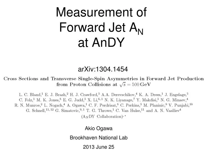 measurement of forward jet a n at andy