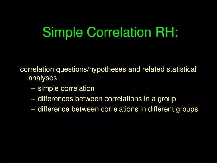 simple correlation rh