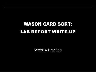 WASON CARD SORT: LAB REPORT WRITE-UP