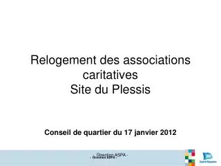 relogement des associations caritatives site du plessis