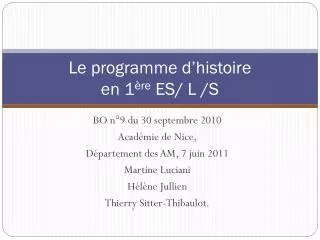 le programme d histoire en 1 re es l s