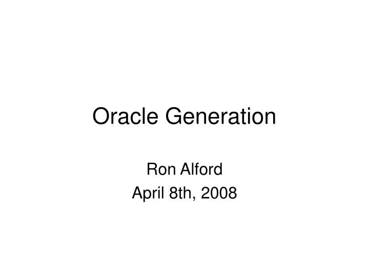 oracle generation