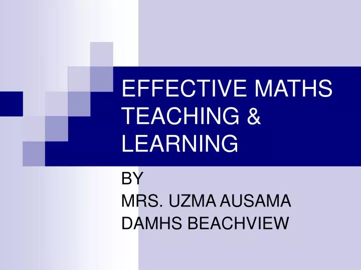 effective maths teaching learning