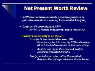 Net Present Worth Review