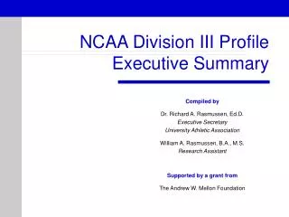 NCAA Division III Profile Executive Summary
