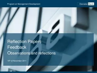 Reflection Papers Feedback O bservations and reflections