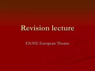 Revision lecture
