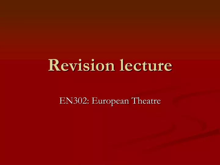revision lecture