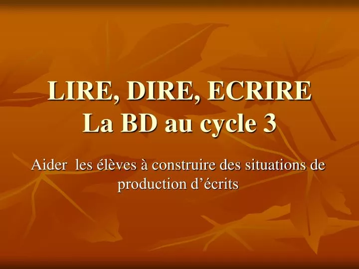 lire dire ecrire la bd au cycle 3