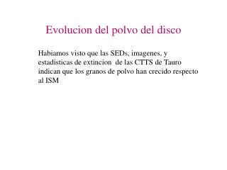 evolucion del polvo del disco