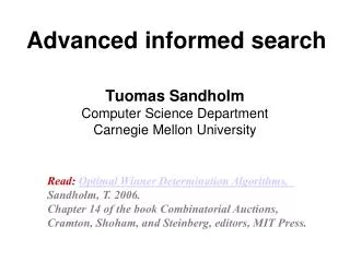 Advanced informed search