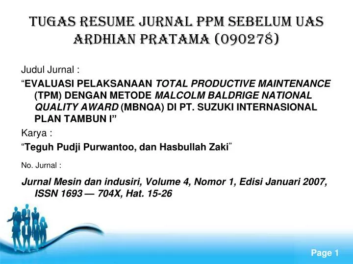 tugas resume jurnal ppm sebelum uas ardhian pratama 090278